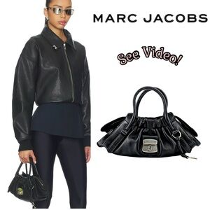 Marc Jacobs Small Cristina Logo-Plaque Leather Satchel Bag in Black